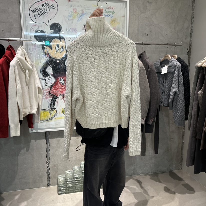 LAMAGIEPIE韓國代購㊣女士新品熱賣時尚休閑人氣針織衫高領LAMAGIE GREY針織衫