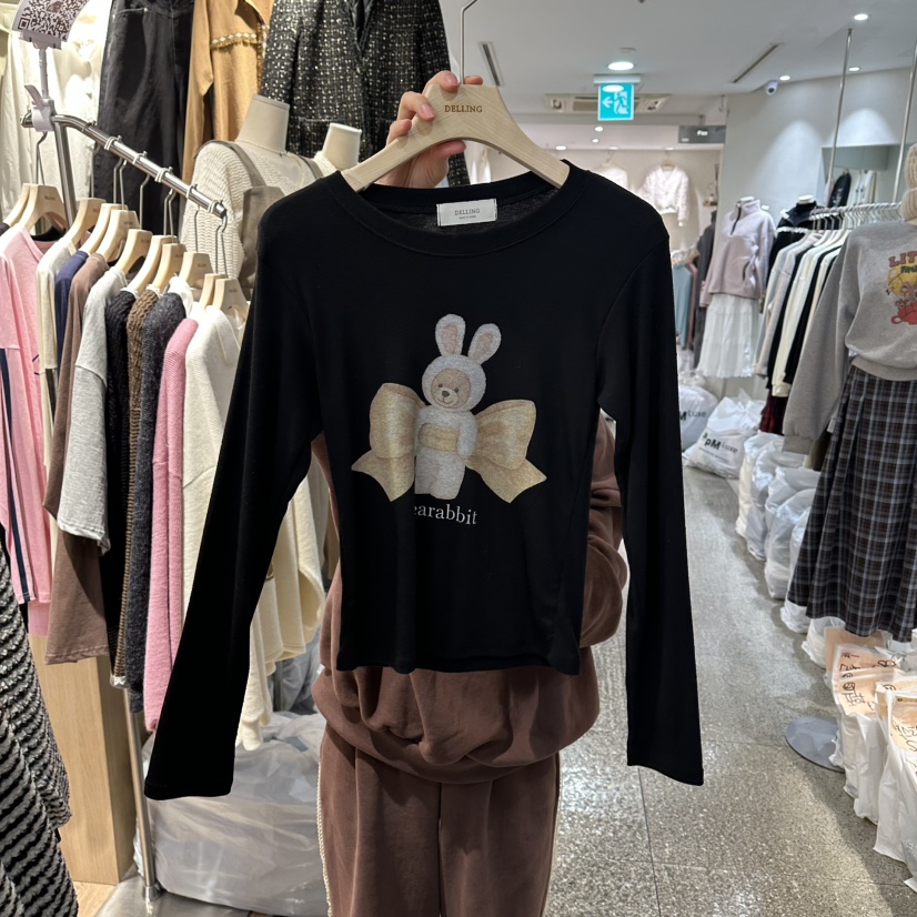 DELLING韓國代購㊣女裝新款推薦熱賣時尚人氣休閑真品長袖T恤DELLING長袖T恤圖色2