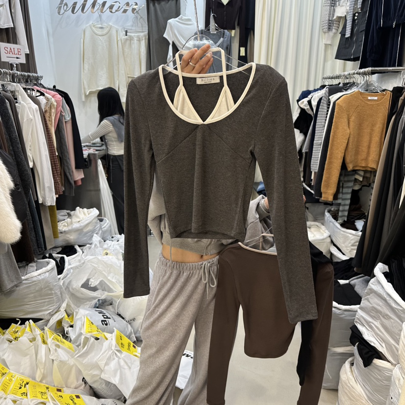 BILLION-L東大門㊣直郵女士新款休閑職業熱賣人氣時尚長袖T恤BILLION-L長袖T恤圖色3