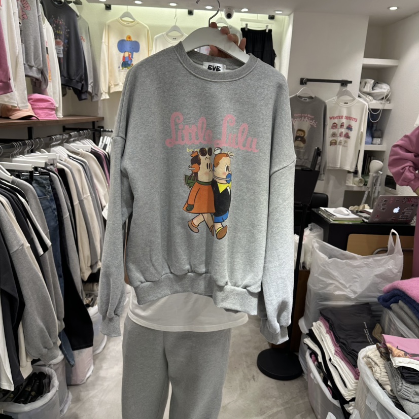 EVE東大門㊣代購女士新款熱賣職業25秋冬休閑人氣時尚衛衣加絨EVE衛衣圖色2