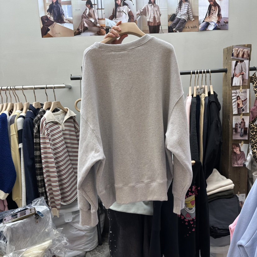 STICK WITH韓國直郵㊣女士新款熱賣25秋冬真品時尚衛衣加絨STICK WITH衛衣