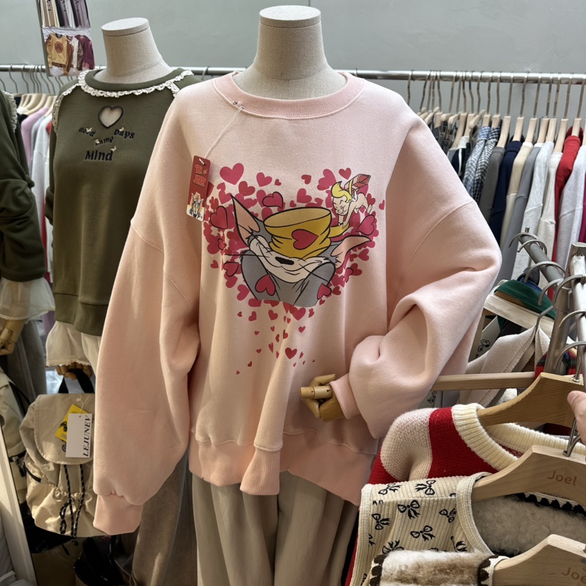 STICK WITH韓國直郵㊣女士新款熱賣25秋冬真品時尚衛衣加絨STICK WITH衛衣圖色1