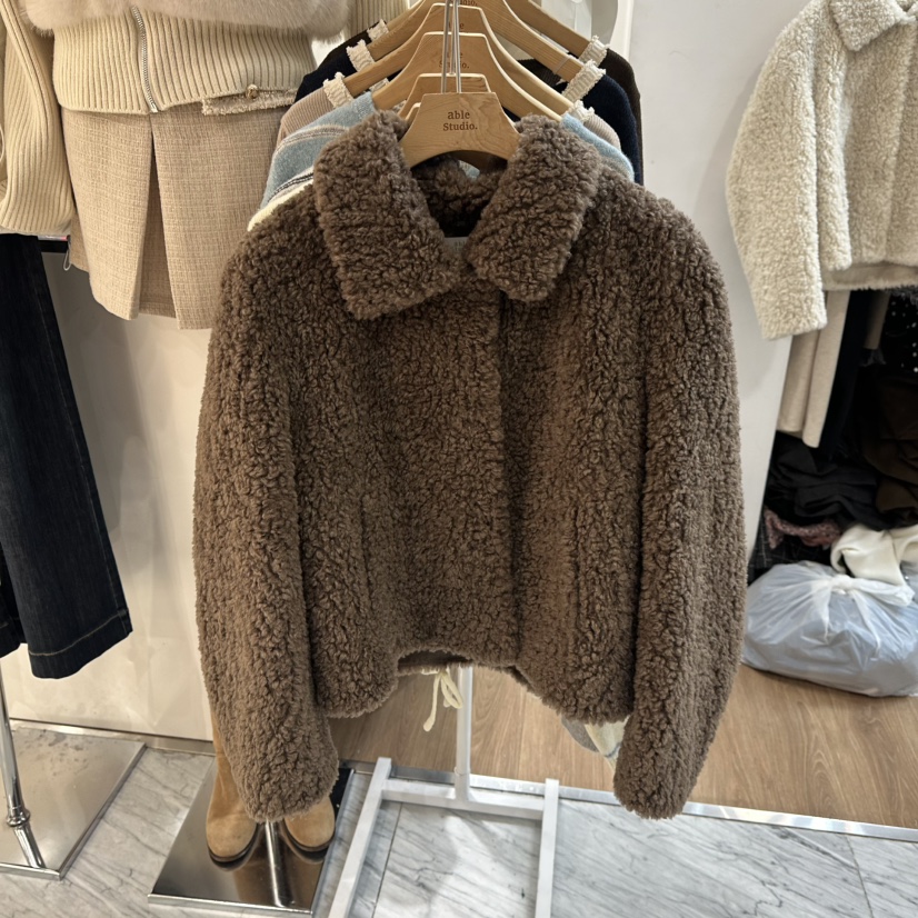 ABLESTUDIO韓國代購㊣女裝新款真品職業人氣推薦休閑短款大衣ABLESTUDIO短款大衣圖色2