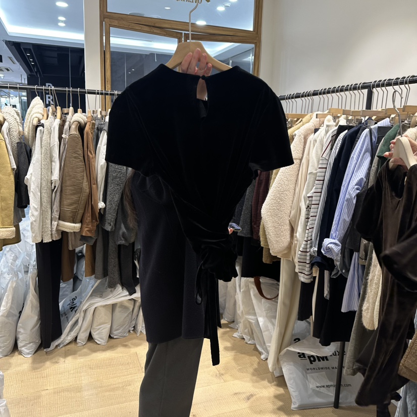 OVERTAKE韓國直郵㊣女士新款真品推薦時尚襯衫蕾絲衫天鵝絨OVERTAKE襯衫/蕾絲衫