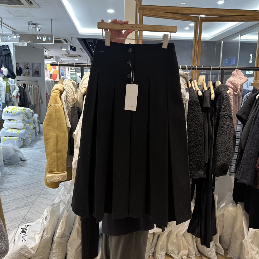 OVERTAKE東大門㊣直郵女裝新品時尚熱賣休閑25秋冬人氣長裙OVERTAKE長裙圖色2黑色