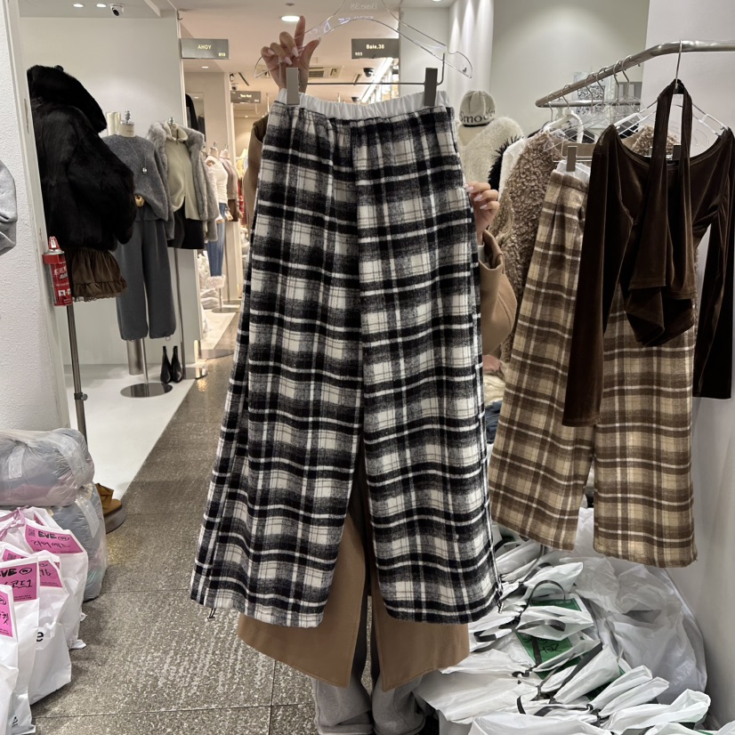 BAIE.38東大門㊣代購女裝新款25秋冬人氣時尚休閑褲羊毛格子BAIE.38休閑褲