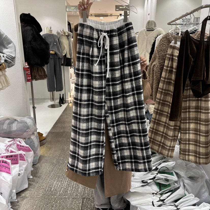 BAIE.38東大門㊣代購女裝新款25秋冬人氣時尚休閑褲羊毛格子BAIE.38休閑褲圖色2