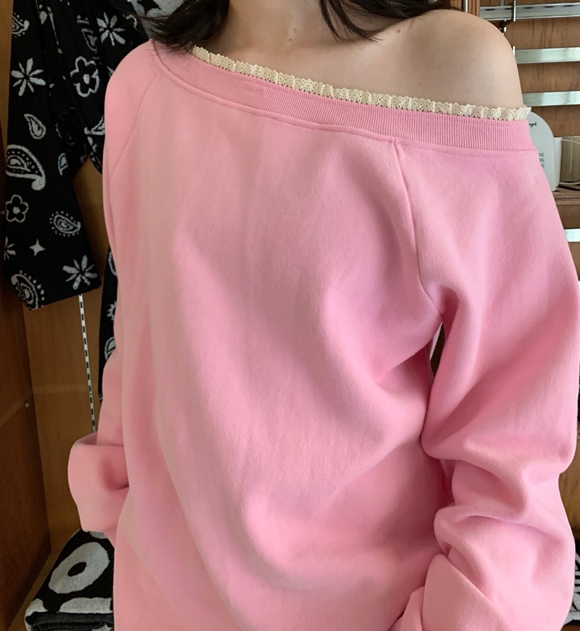 STICK WITH東大門㊣代購女裝新款休閑時尚真品人氣衛衣露肩STICK WITH衛衣