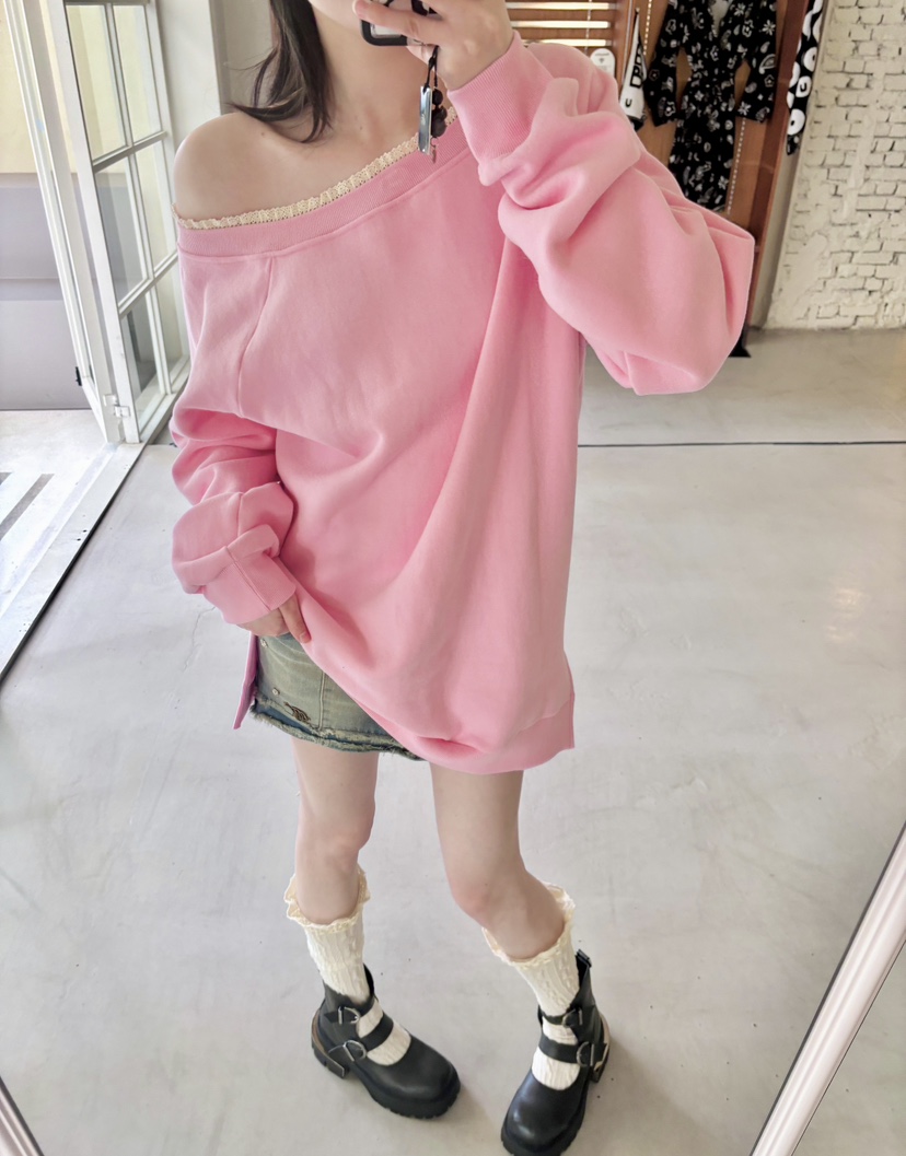 STICK WITH東大門㊣代購女裝新款休閑時尚真品人氣衛衣露肩STICK WITH衛衣