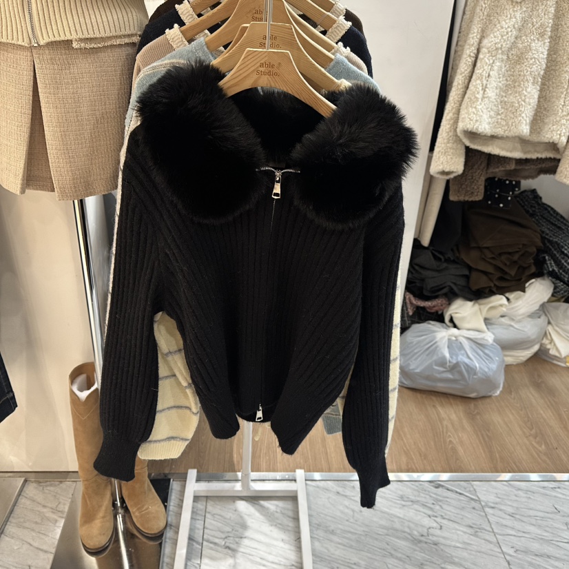 ABLESTUDIO韓國代購㊣女裝新款熱賣休閑真品25秋冬針織衫貂皮ABLESTUDIO針織衫圖色2