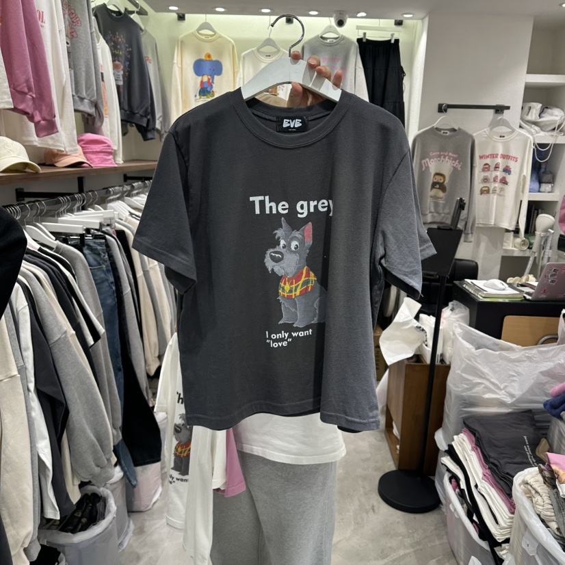 EVE韓國代購㊣女裝新品休閑25秋冬推薦時尚熱賣真品人氣T恤EVET恤圖色3