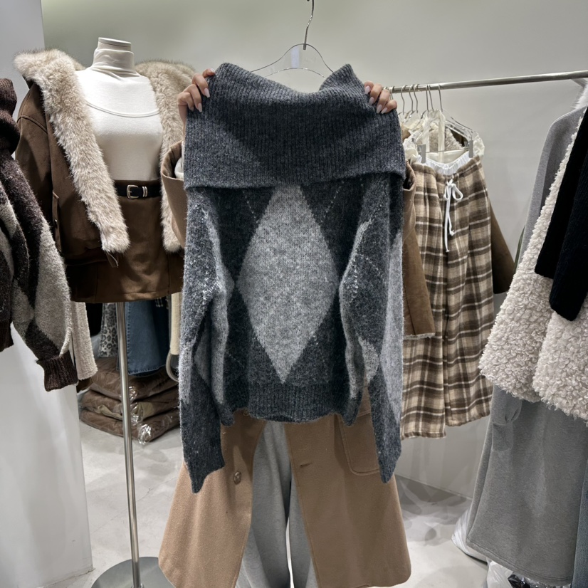 BAIE.38東大門㊣代購女士新款職業熱賣25秋冬休閑毛衣露肩BAIE.38毛衣