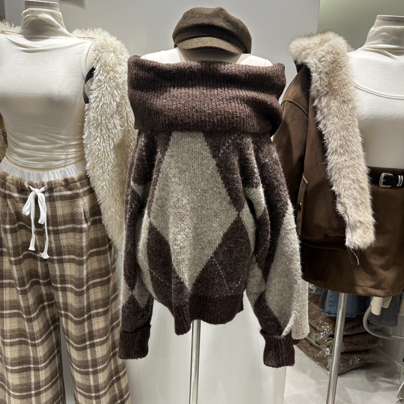 BAIE.38東大門㊣代購女士新款職業熱賣25秋冬休閑毛衣露肩BAIE.38毛衣圖色1