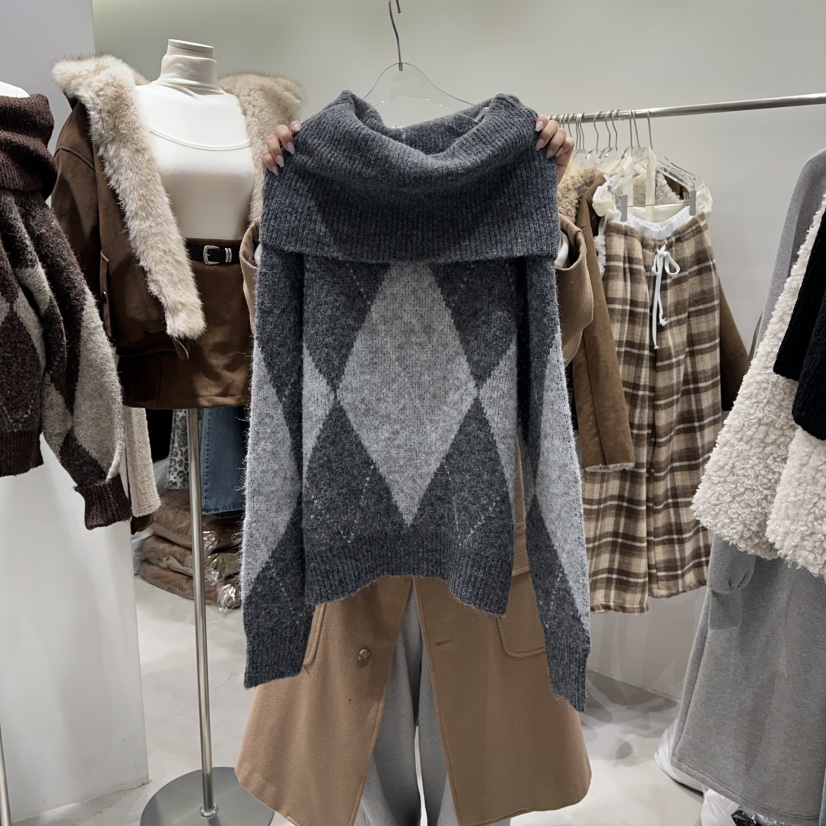 BAIE.38東大門㊣代購女士新款職業熱賣25秋冬休閑毛衣露肩BAIE.38毛衣圖色2