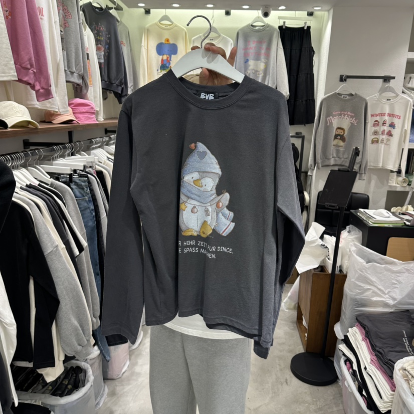 EVE東大門㊣直郵女裝新款25秋冬休閑熱賣職業人氣長袖T恤鵝EVE長袖T恤圖色2