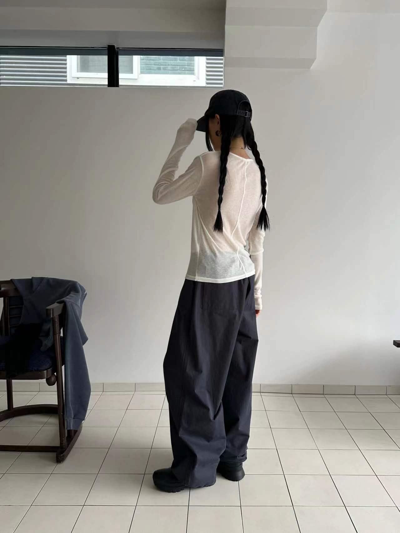 US韓國直郵㊣女裝新款時尚休閑推薦人氣真品長袖T恤天絲羊毛JANEMORIS長袖T恤