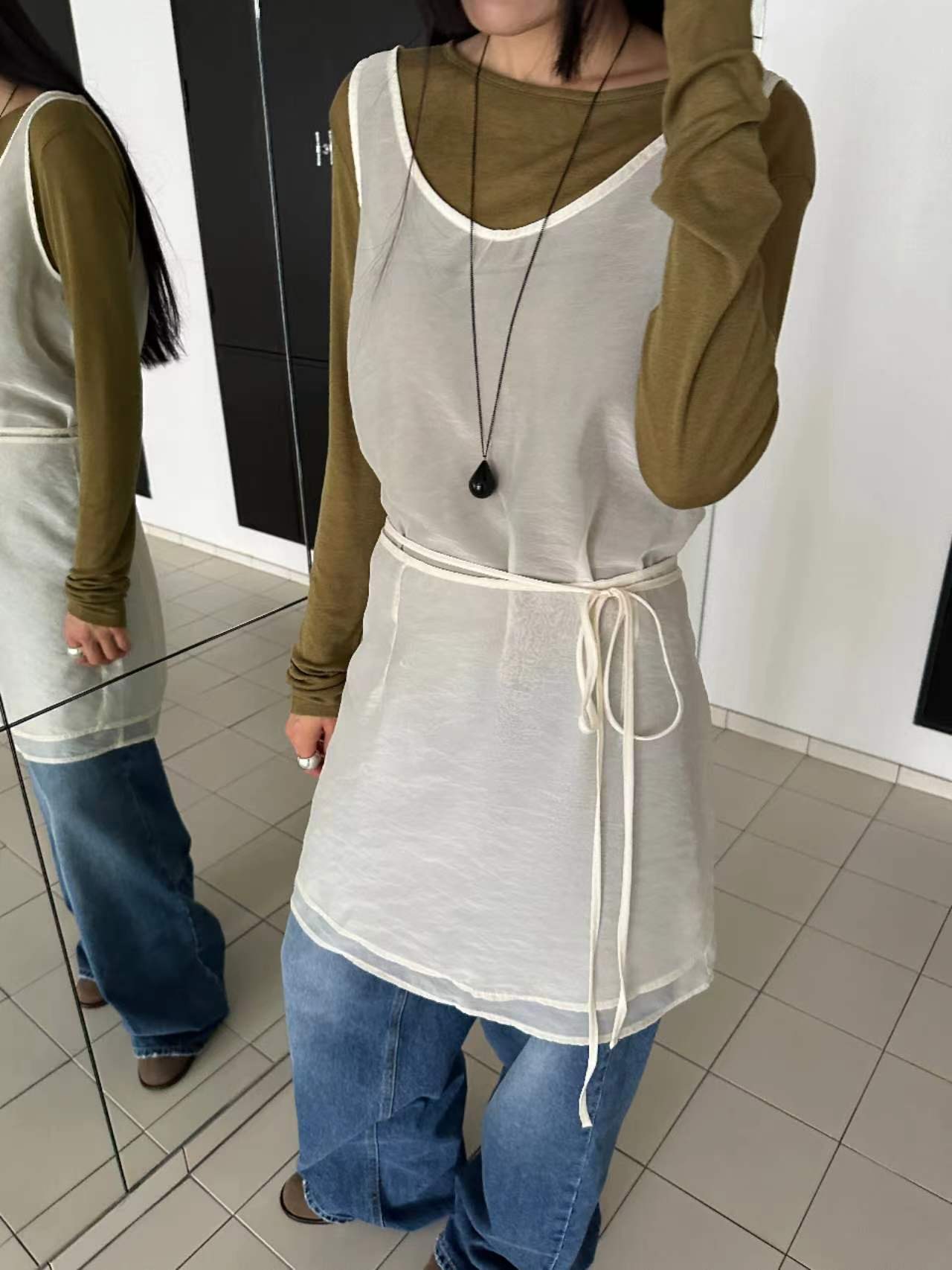 US韓國直郵㊣女裝新款時尚休閑推薦人氣真品長袖T恤天絲羊毛JANEMORIS長袖T恤