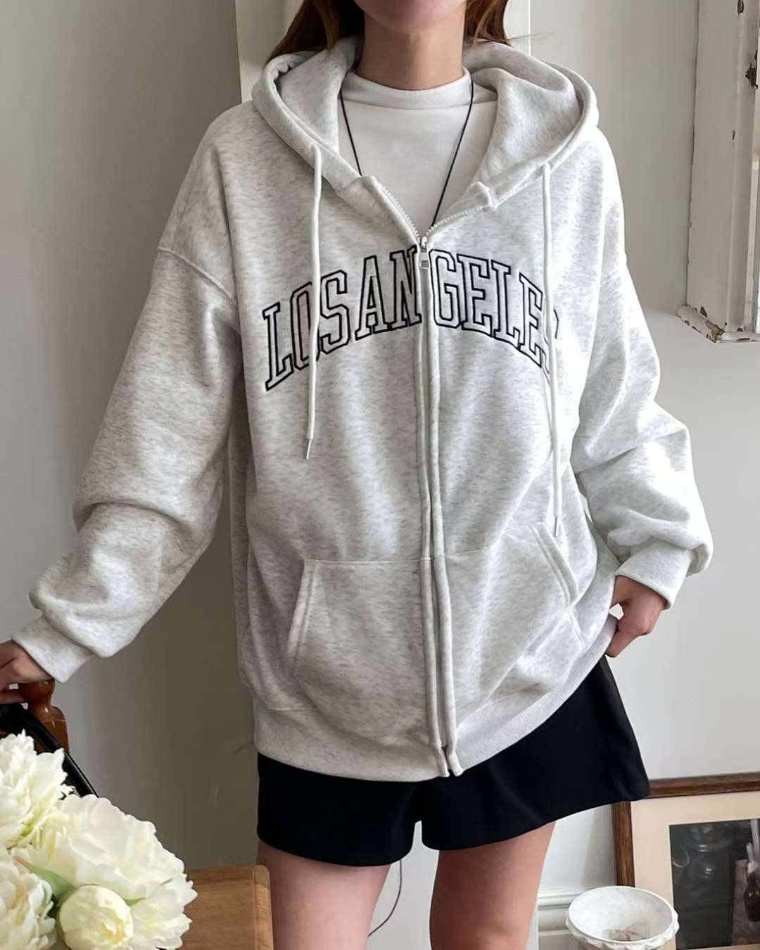 EROOM韓國代購㊣女士新款時尚25秋冬熱賣人氣真品職業衛衣刺繡EROOM衛衣圖色1