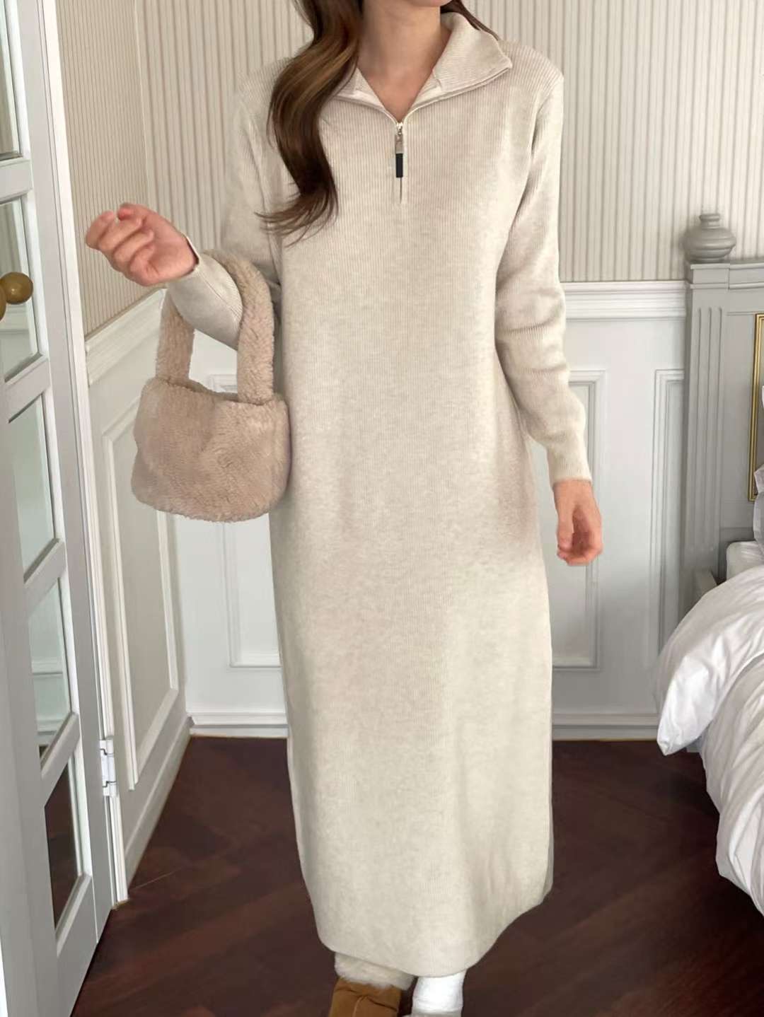 EROOM韓國直郵㊣女士新品熱賣休閑職業25秋冬真品推薦連衣裙EROOM連衣裙圖色2