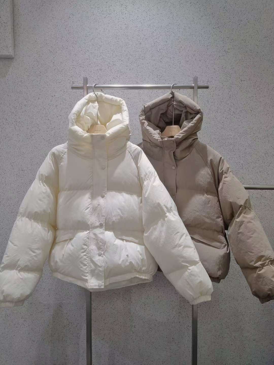 EROOM東大門㊣實拍女士新款職業人氣推薦真品時尚休閑短款棉服EROOM短款棉服圖色2左二色