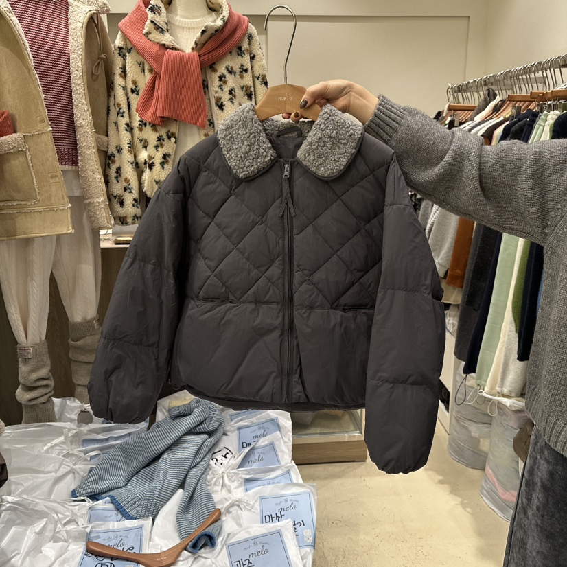 MELO東大門㊣實拍女裝新品人氣25秋冬推薦休閑熱賣短款羽絨服MELO短款羽絨服圖色2灰色