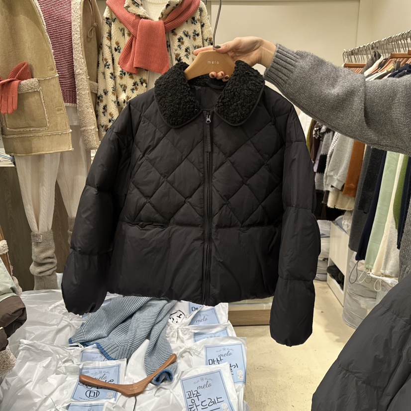 MELO東大門㊣實拍女裝新品人氣25秋冬推薦休閑熱賣短款羽絨服MELO短款羽絨服圖色3黑色