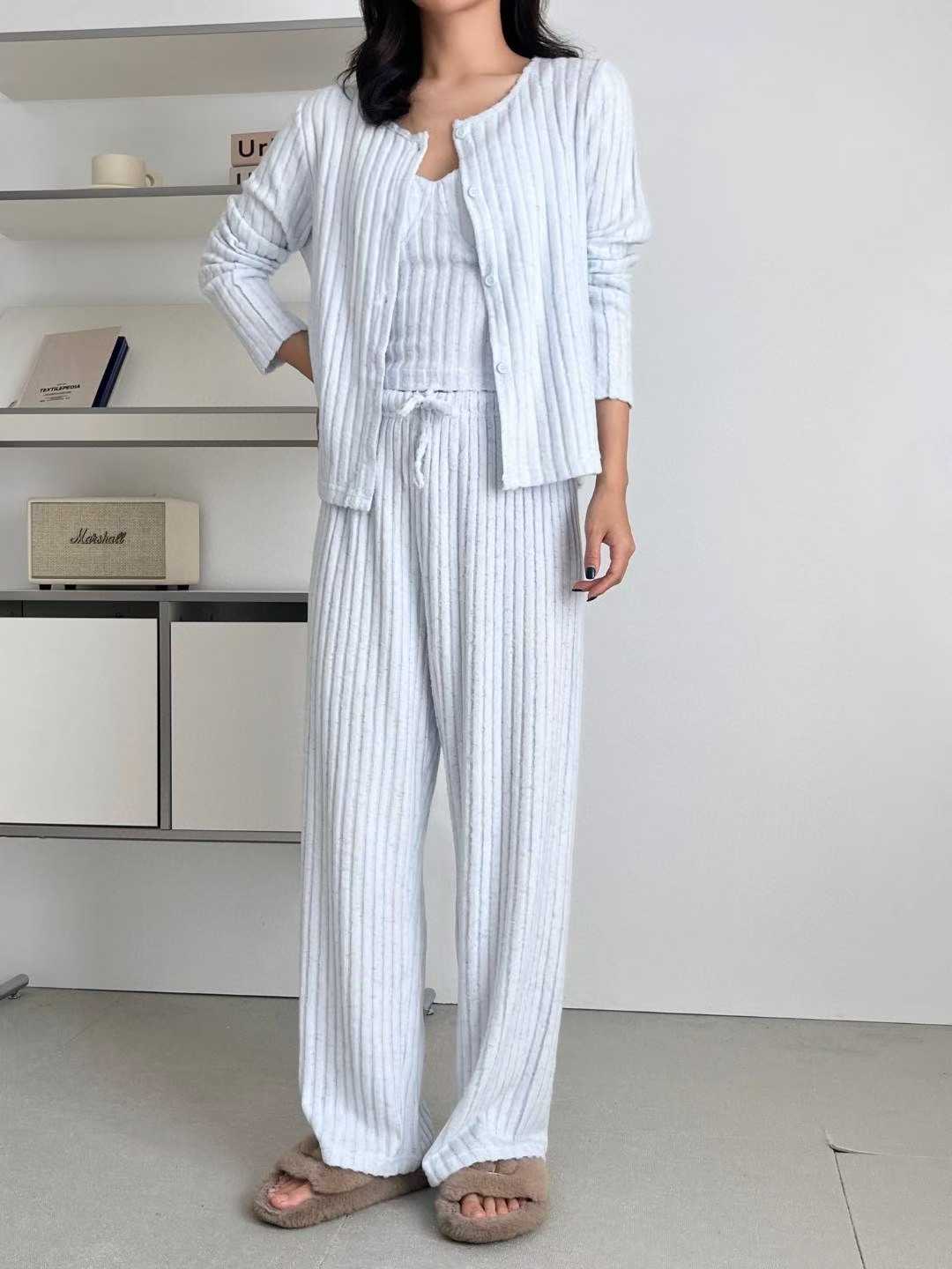 VICTORIA-P東大門㊣實拍女裝新品熱賣推薦休閑25秋冬睡衣三件套VICTORIA睡衣