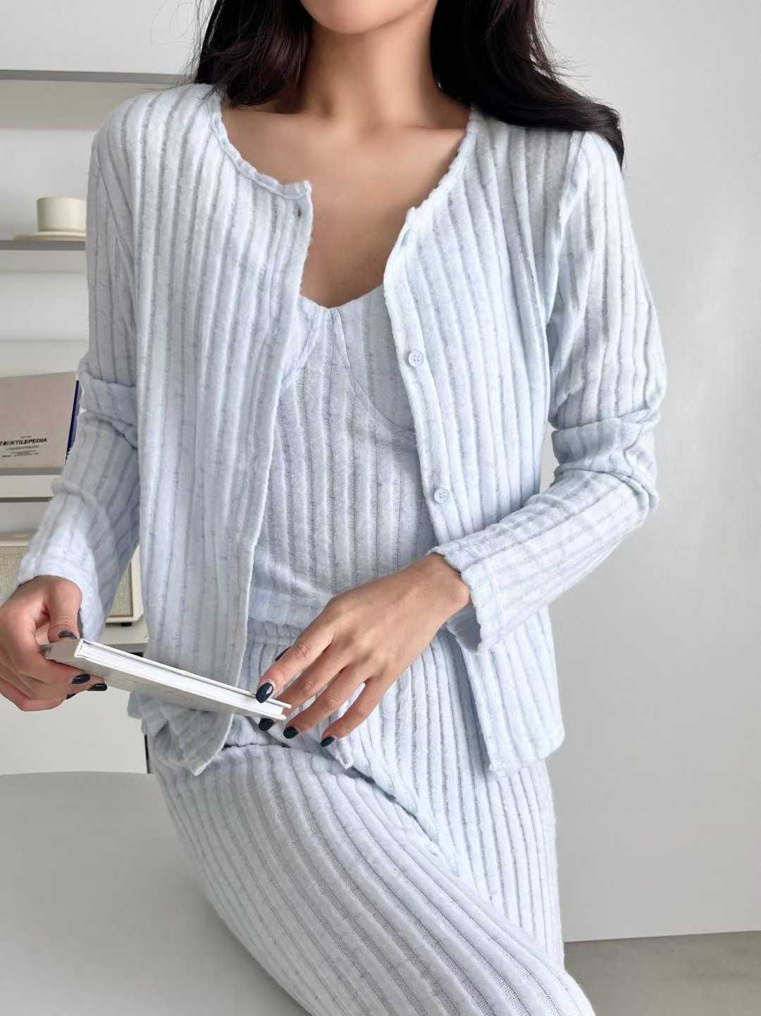 VICTORIA-P東大門㊣實拍女裝新品熱賣推薦休閑25秋冬睡衣三件套VICTORIA睡衣