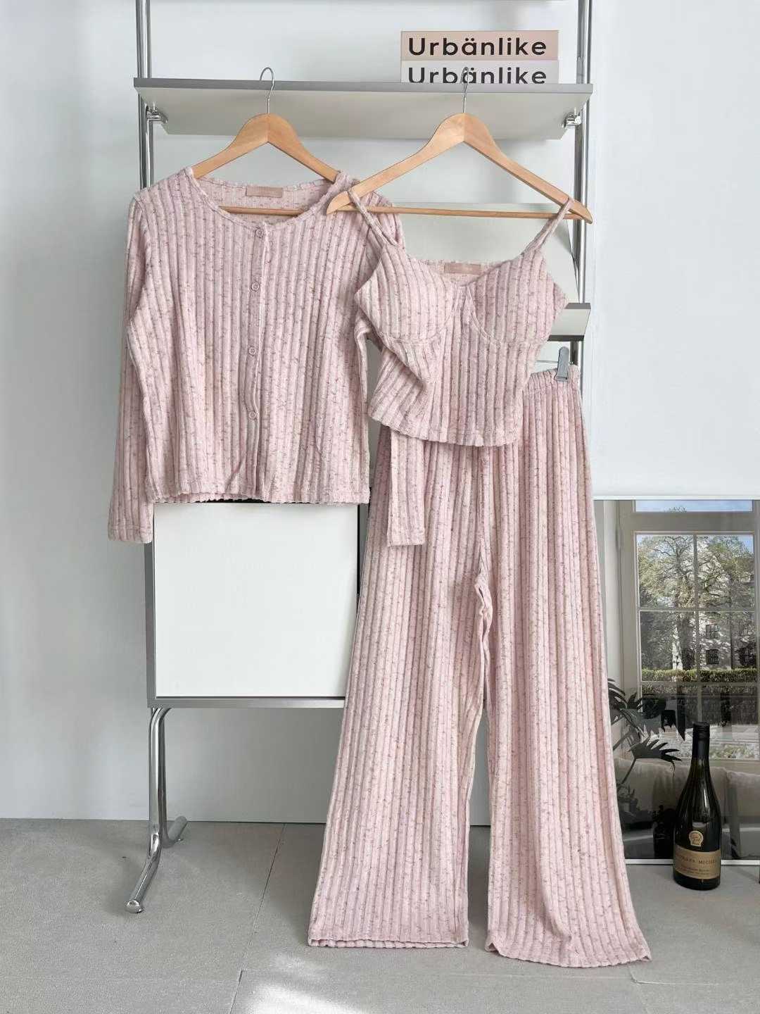 VICTORIA-P東大門㊣實拍女裝新品熱賣推薦休閑25秋冬睡衣三件套VICTORIA睡衣圖色1