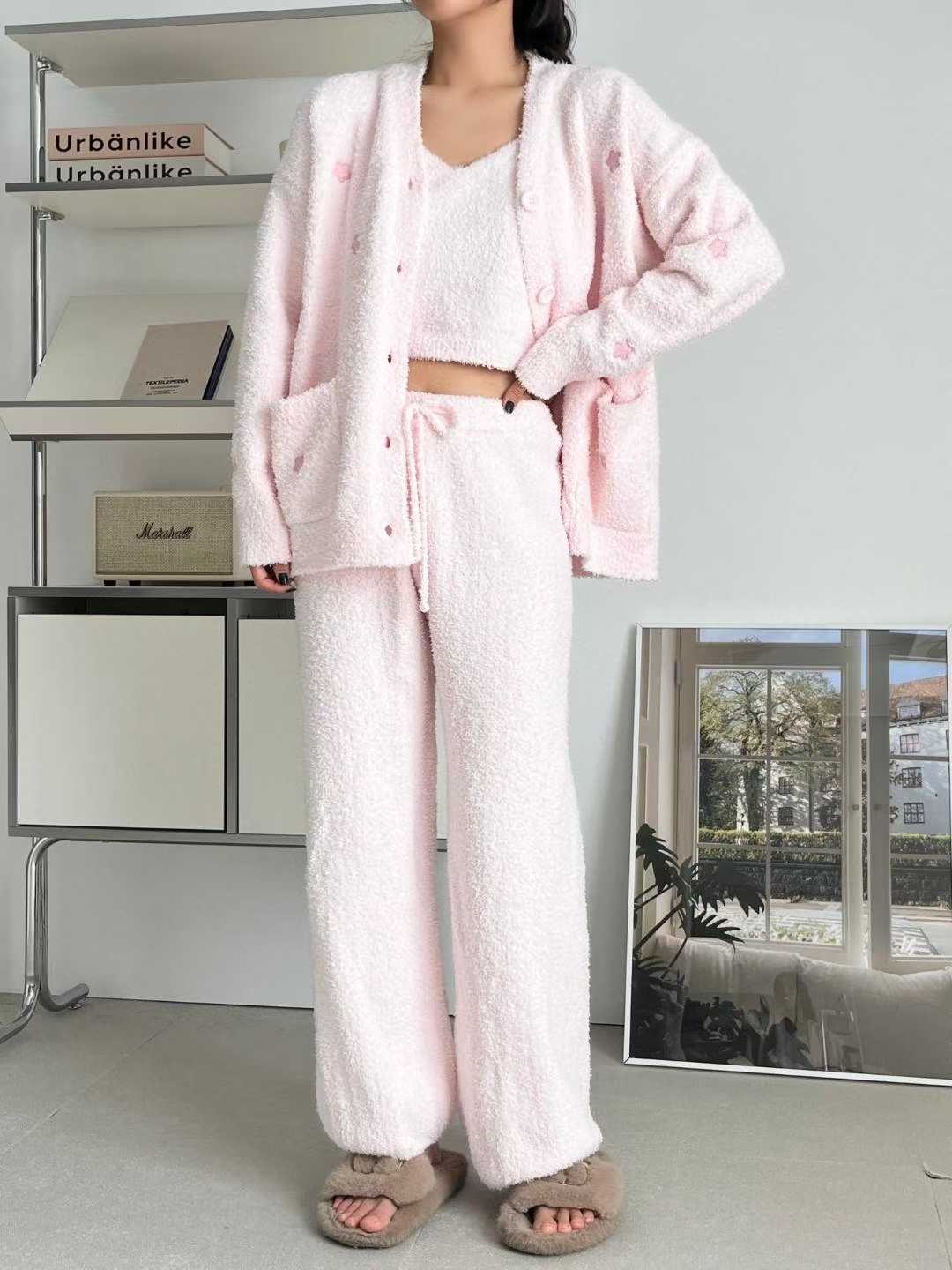 VICTORIA-P東大門㊣直郵女士新款職業休閑人氣25秋冬睡衣三件套VICTORIA睡衣