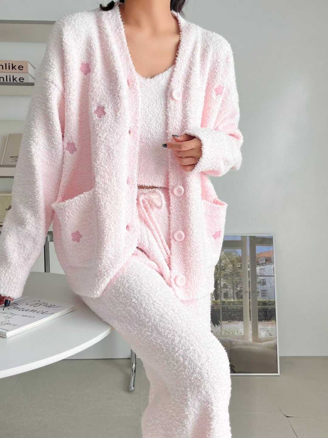 VICTORIA-P東大門㊣直郵女士新款職業休閑人氣25秋冬睡衣三件套VICTORIA睡衣