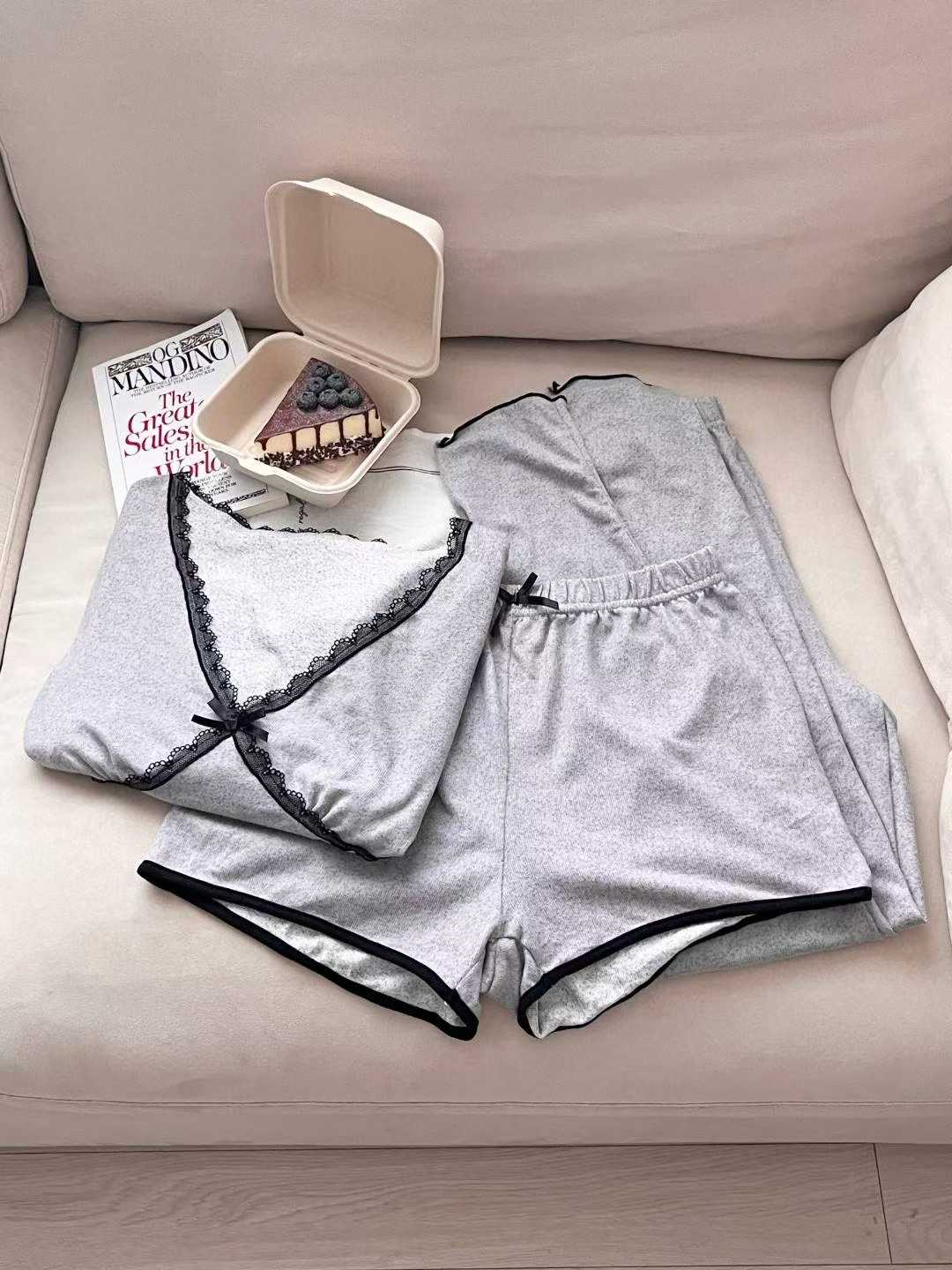 VICTORIA-P東大門㊣代購女士新品時尚25秋冬推薦睡衣三件套VICTORIA睡衣