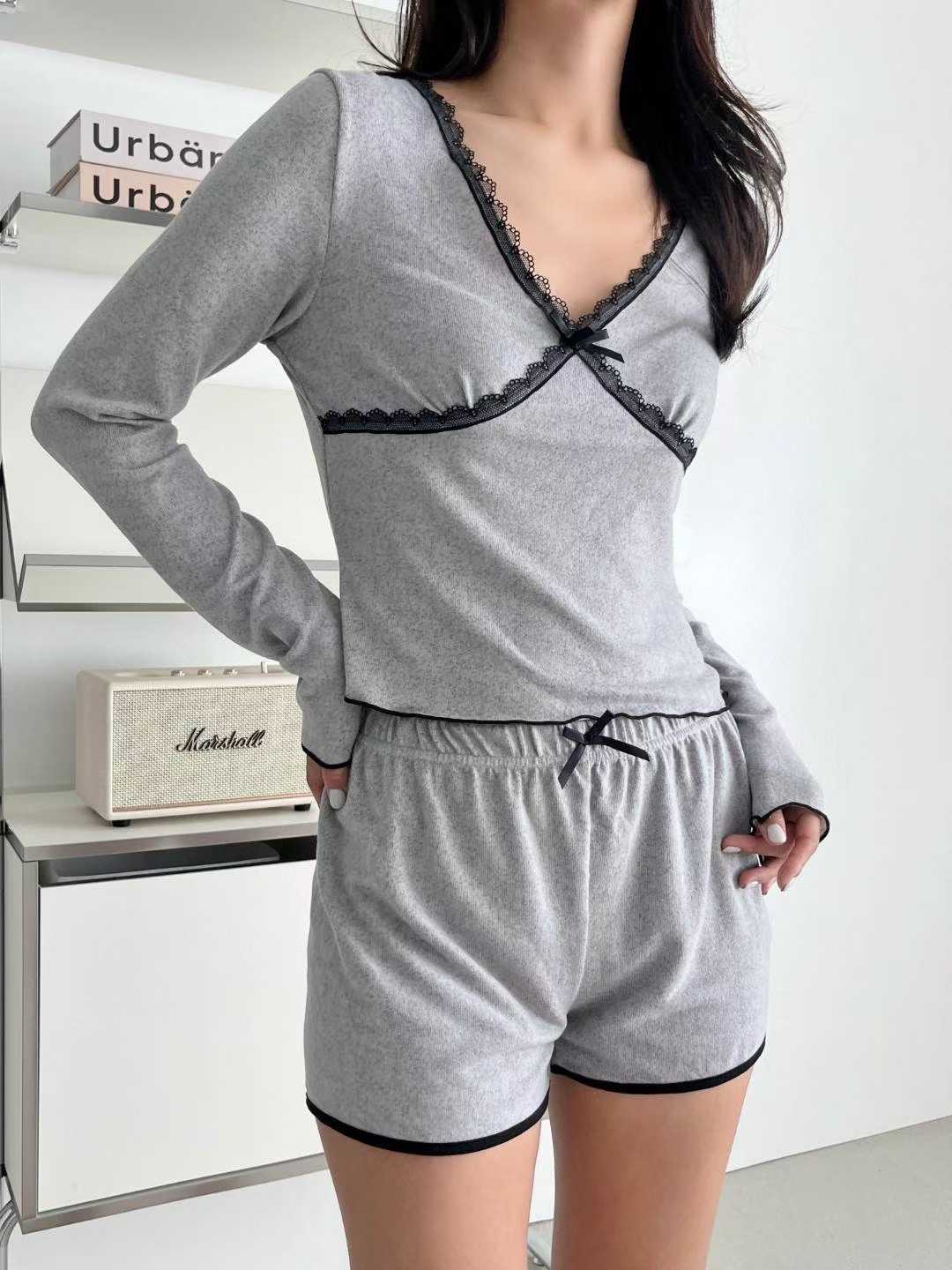 VICTORIA-P東大門㊣代購女士新品時尚25秋冬推薦睡衣三件套VICTORIA睡衣