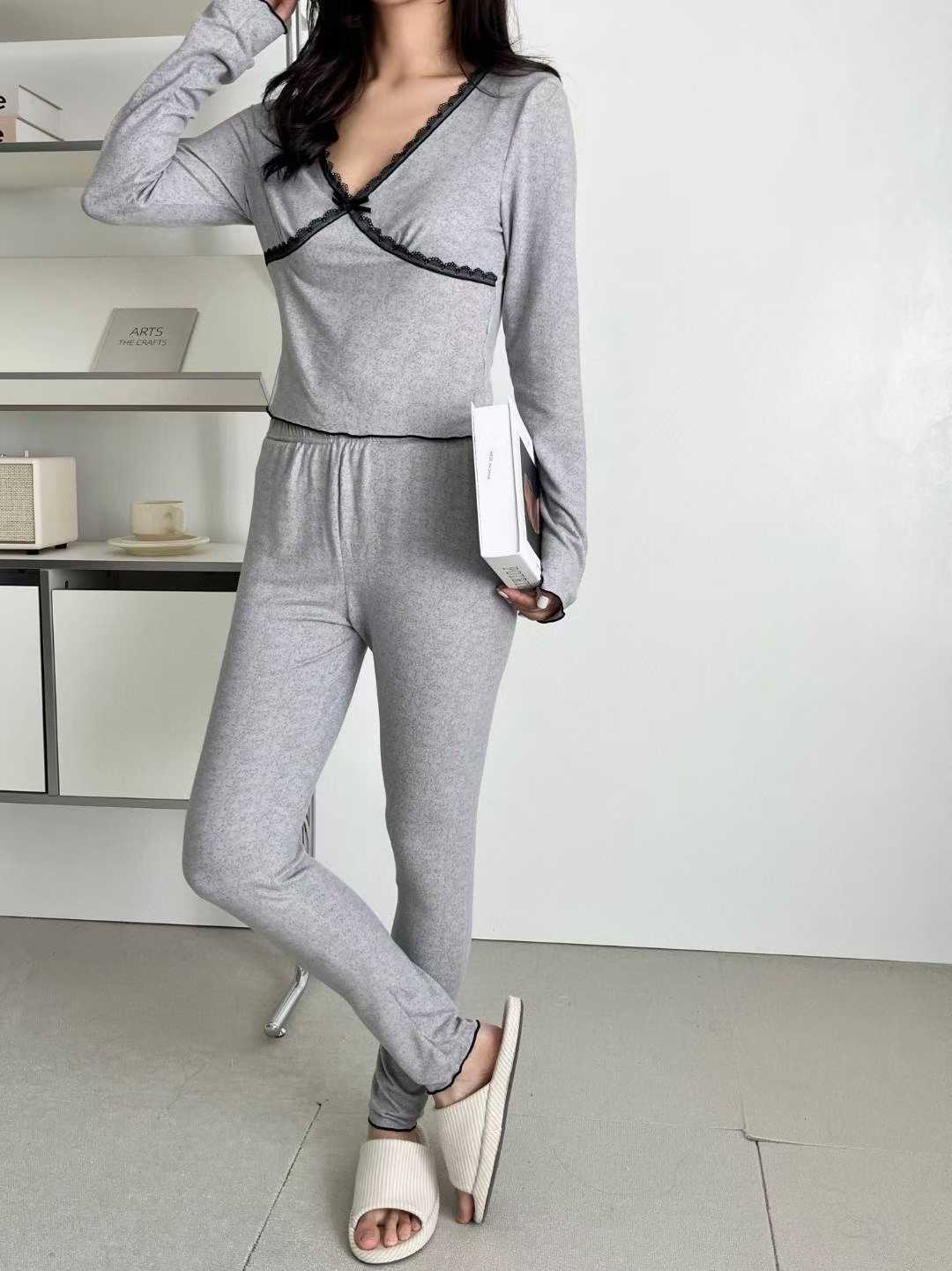 VICTORIA-P東大門㊣代購女士新品時尚25秋冬推薦睡衣三件套VICTORIA睡衣