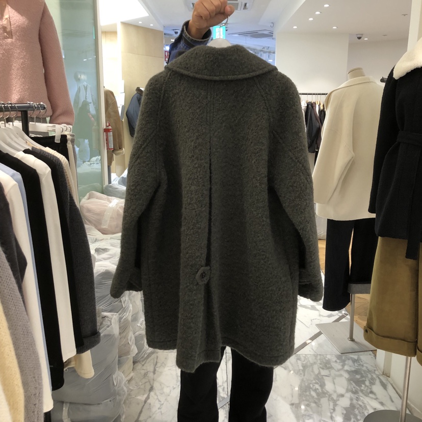 ALMOND韓國代購㊣女裝新款25秋冬推薦時尚中長款大衣羊駝毛ALMOND中長款大衣