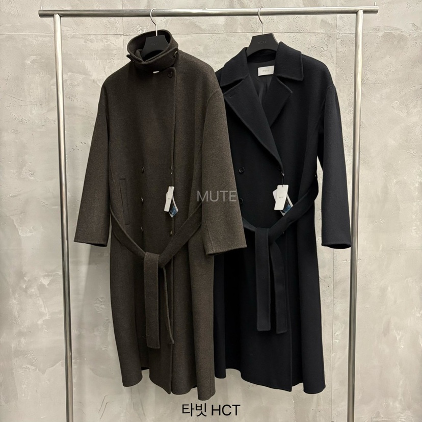 MUTE-P東大門㊣實拍女士新款真品職業時尚中長款大衣含腰帶MUTE中長款大衣