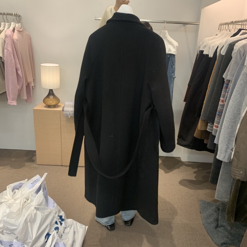 SIHO ARCHIVE韓國代購㊣女裝新款時尚中長款大衣手工制作含腰帶SIHO ARCHIVE中長款大衣