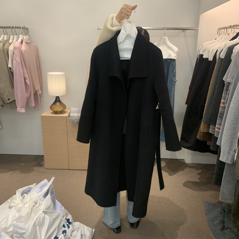 SIHO ARCHIVE韓國代購㊣女裝新款時尚中長款大衣手工制作含腰帶SIHO ARCHIVE中長款大衣圖色2