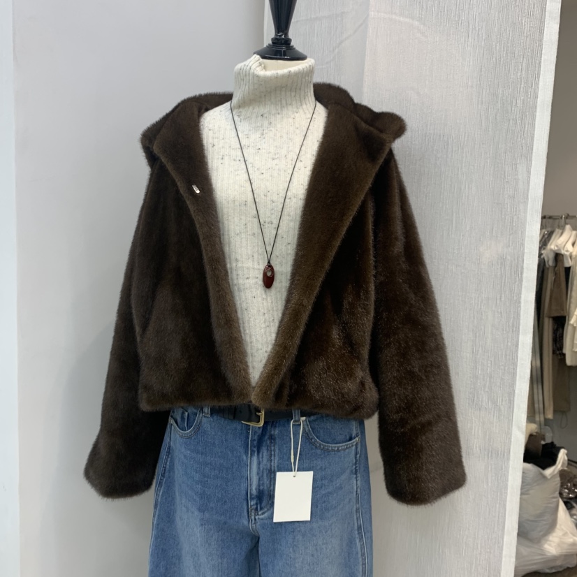 SIHO ARCHIVE韓國直郵㊣女士新款推薦職業真品短款大衣貂皮SIHO ARCHIVE短款大衣圖色1