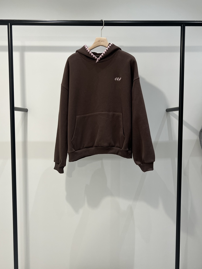 CLAFO東大門㊣直郵女裝新品推薦熱賣真品衛衣連帽衫加絨刺繡CLAFO衛衣圖色2