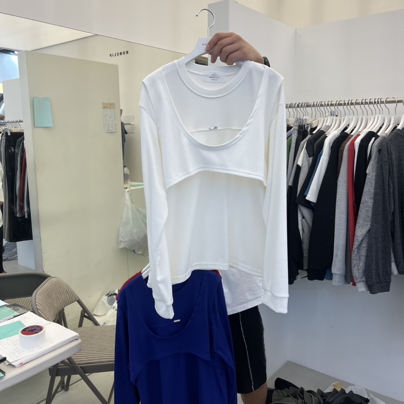 NON CLIP東大門㊣實拍女士新款熱賣時尚職業長袖T恤假兩件NON CLIP長袖T恤圖色2