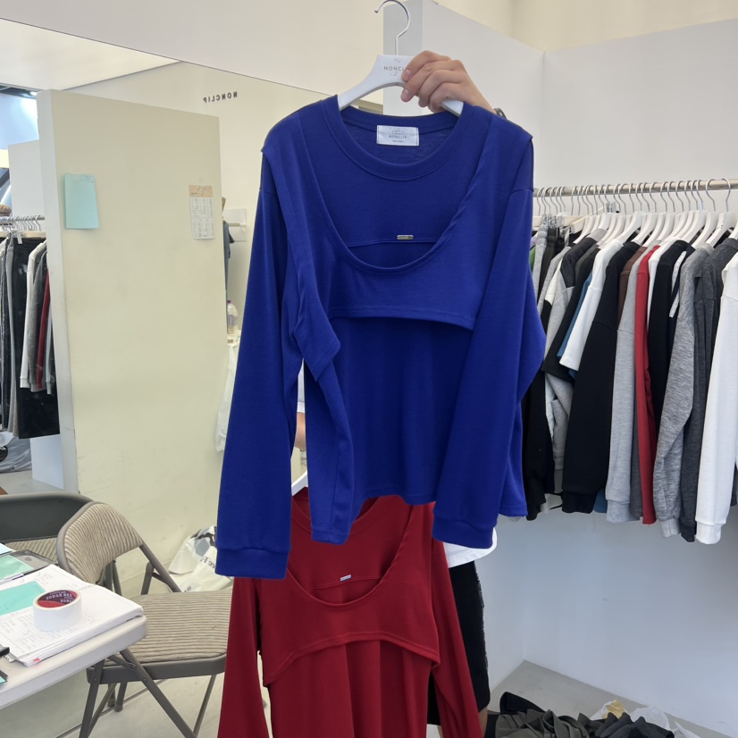 NON CLIP東大門㊣實拍女士新款熱賣時尚職業長袖T恤假兩件NON CLIP長袖T恤圖色3