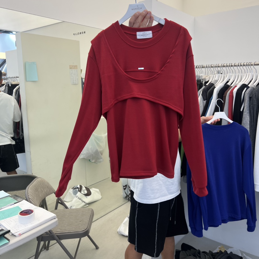 NON CLIP東大門㊣實拍女士新款熱賣時尚職業長袖T恤假兩件NON CLIP長袖T恤圖色4