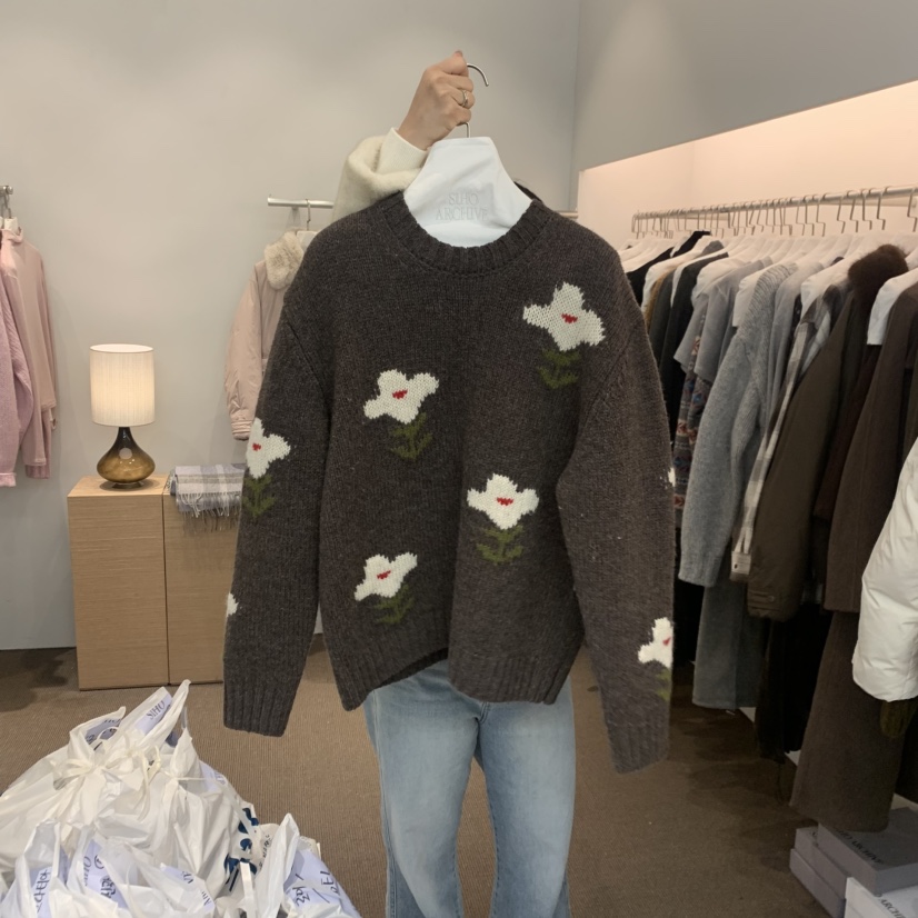 SIHO ARCHIVE東大門㊣直郵女裝新款職業25秋冬真品毛衣花朵SIHO ARCHIVE毛衣圖色2