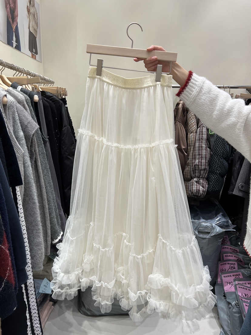 MARIE MARIE韓國代購㊣女士新款真品熱賣25秋冬休閑長裙漁網MARIE MARIE長裙