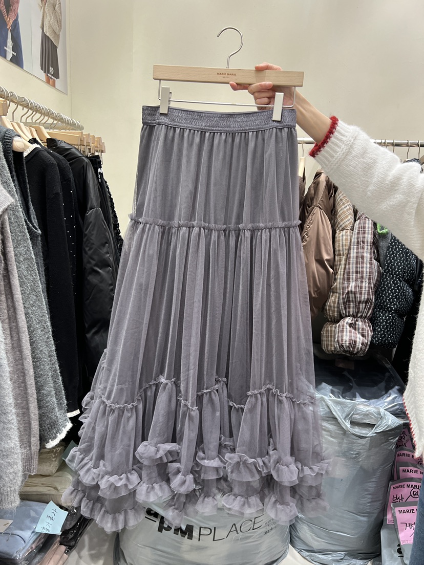 MARIE MARIE韓國代購㊣女士新款真品熱賣25秋冬休閑長裙漁網MARIE MARIE長裙圖色2