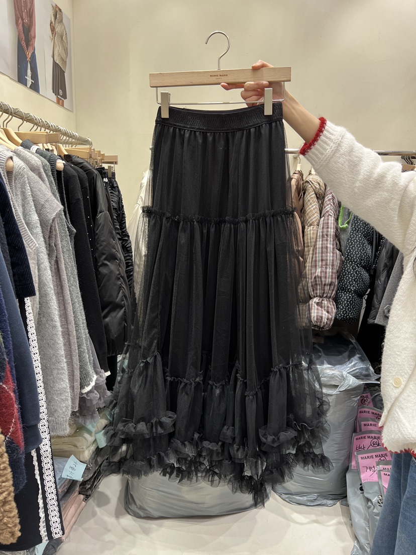 MARIE MARIE韓國代購㊣女士新款真品熱賣25秋冬休閑長裙漁網MARIE MARIE長裙圖色3
