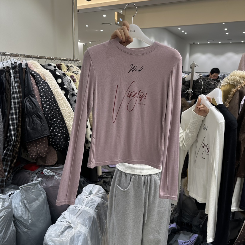 BENE韓國代購㊣女士新款人氣時尚休閑真品推薦職業熱賣長袖T恤BENE長袖T恤圖色2