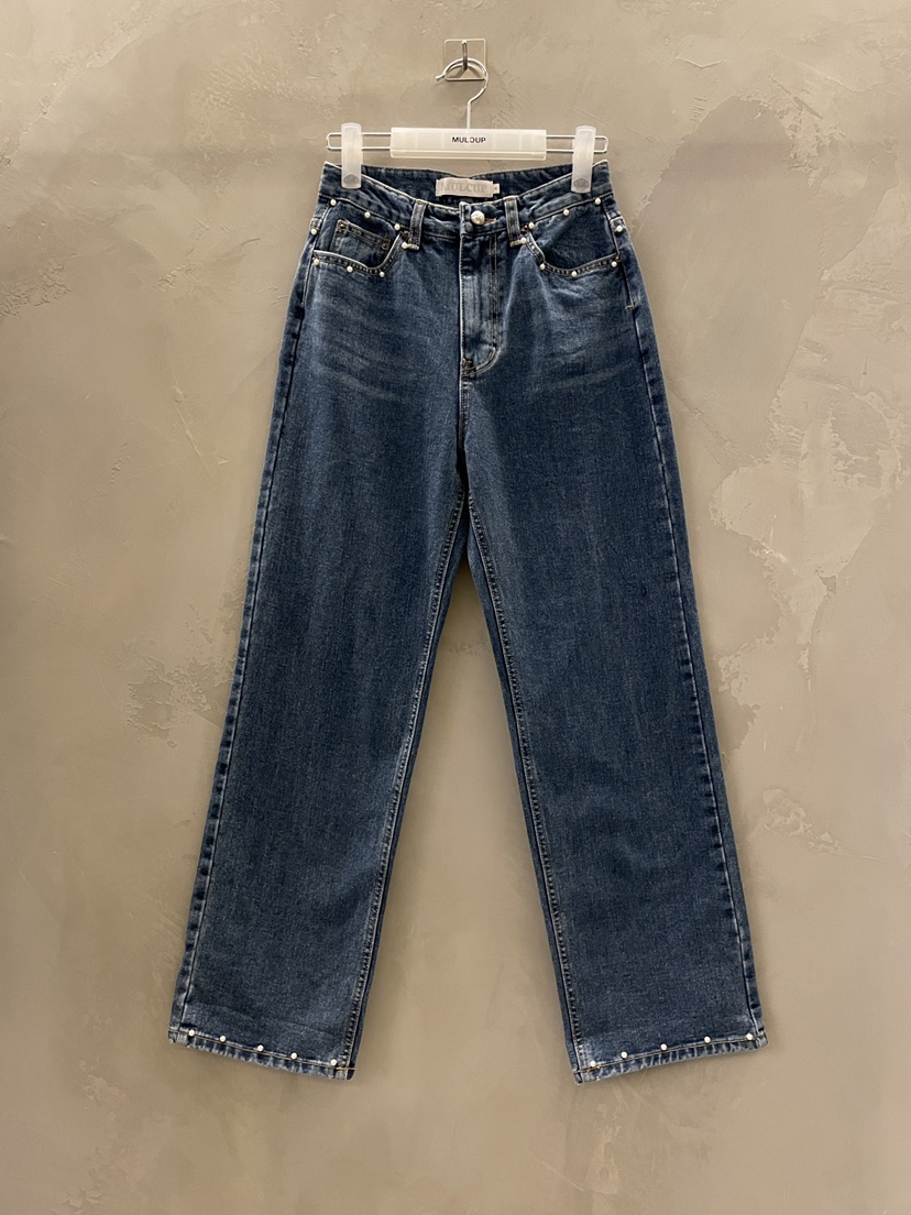 MULCUP韓國直郵㊣女士新款人氣25秋冬休閑熱賣時尚牛仔褲拉絨MULCUP牛仔褲圖色1