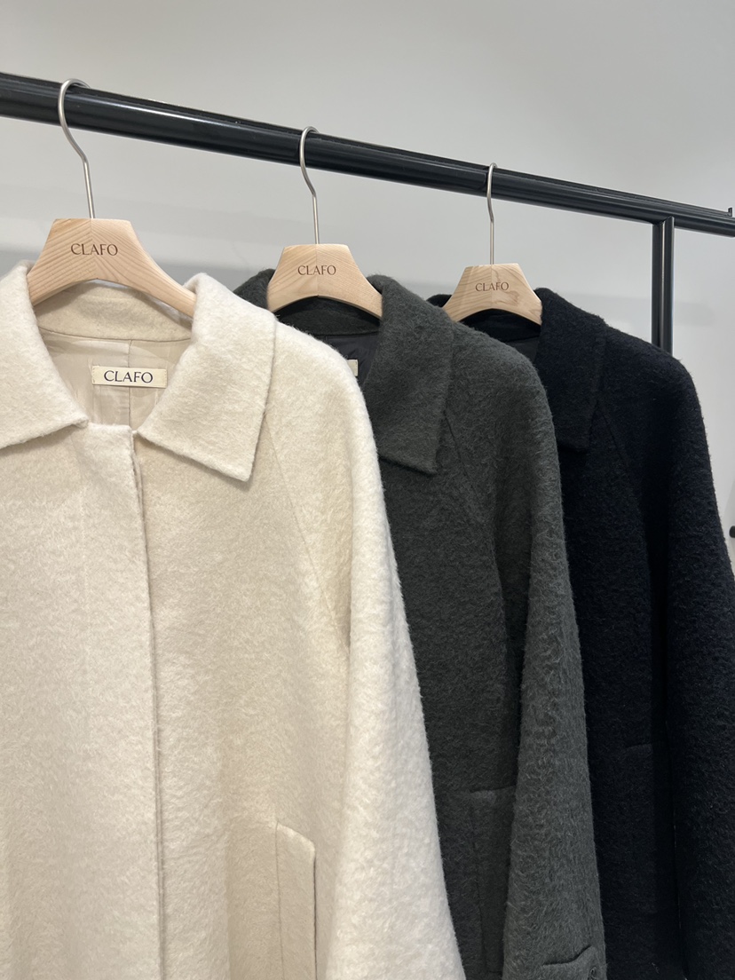 CLAFO東大門㊣實拍女士新款熱賣真品25秋冬職業中長款大衣羊駝CLAFO中長款大衣